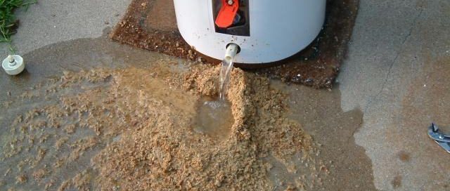 Water draining from a water heater